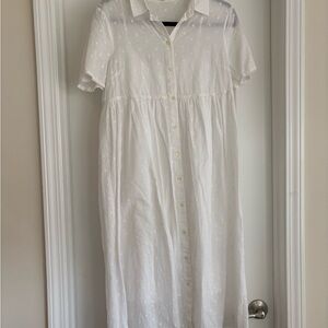 Madewell White Midi Button-Down Dress